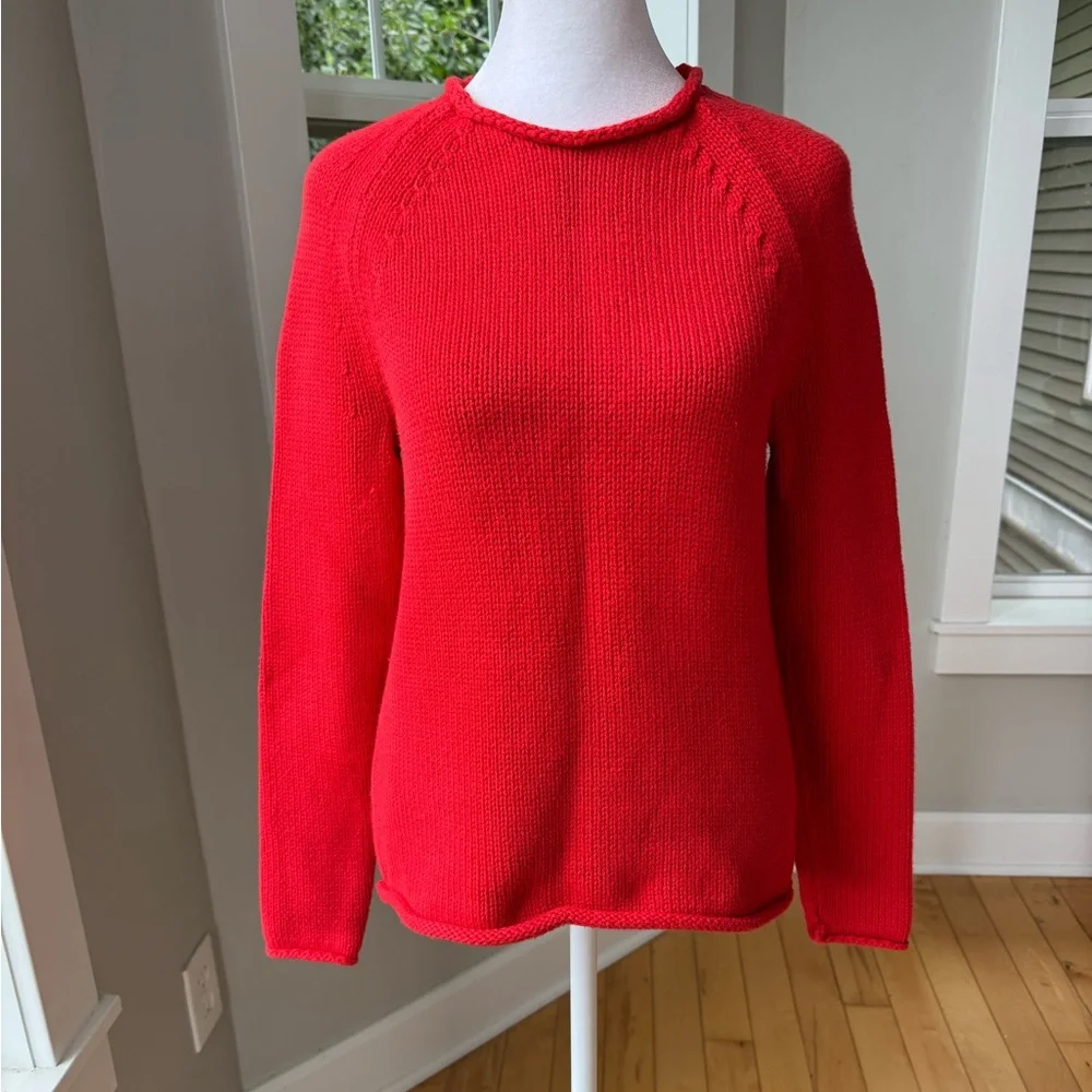 J. Crew Mercantile Red Cotton Rollneck Sweater Size XS Classic Preppy Holiday
